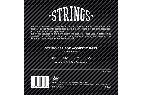 Eko Guitars - Acoustic Bass Guitar Strings Bronze 40-96  Medium Set/4