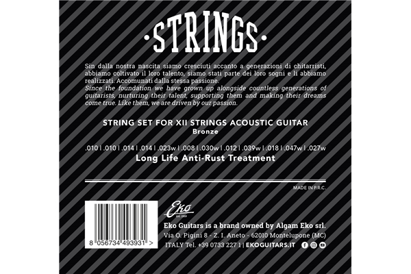 Eko Guitars - Acoustic Guitar Strings XII Bronze 10-47 Light Set/12